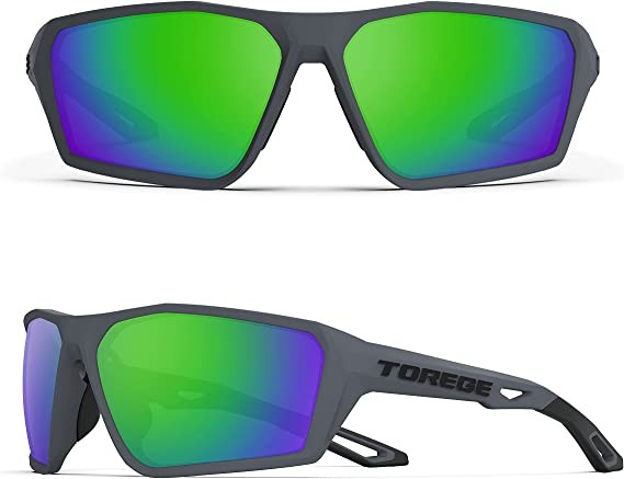 TOREGE Polarized Sports Sunglasses for Men Women Shooting Cycling Running Golf Fishing Sunglasses Durable Lens TR36